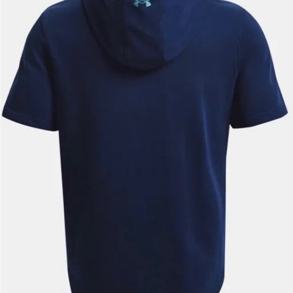 NWT Mens Under Armour Project Rock Terry Short Sleeve Hoodie Blue 1370465 - Picture 5 of 6